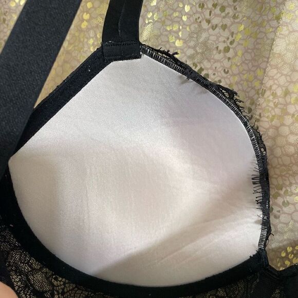 Victoria’s Secret Black Rhinestone Strap Pushup Corset Bra Top 34DD - Picture 7 of 9